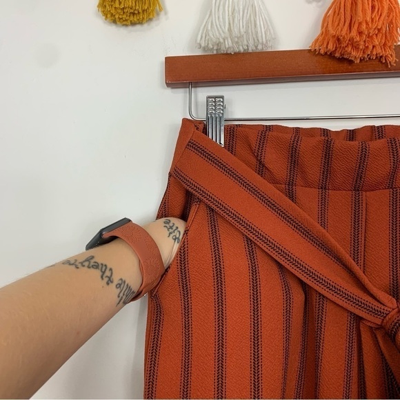 Altar’d State Wide Leg Pants High Waist Burnt Orange Black Stripe Size Small - Picture 5 of 10